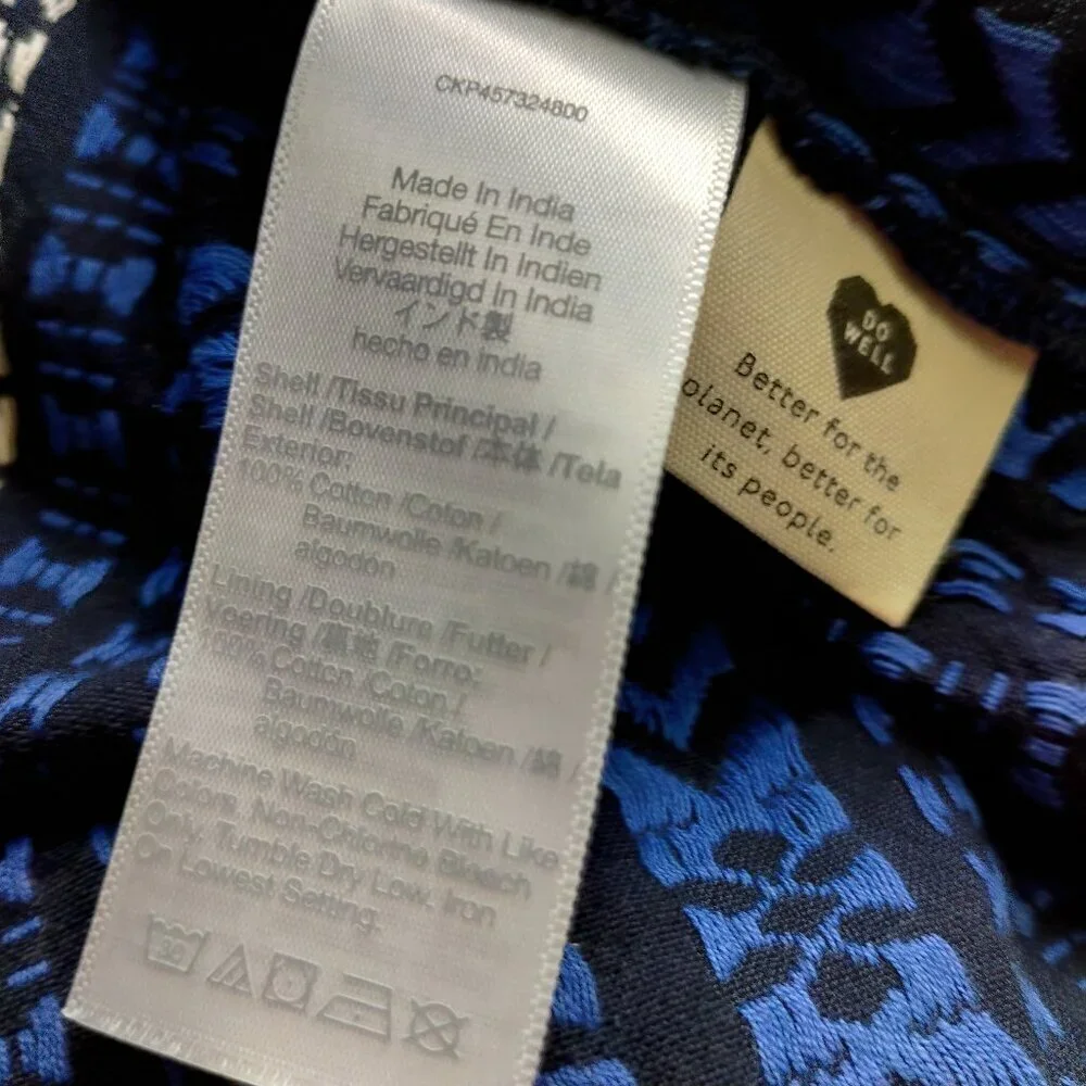 Madewell XXS Lightspun Millbrook Puff-Sleeve Peplum Top Pullover Geometric Print
